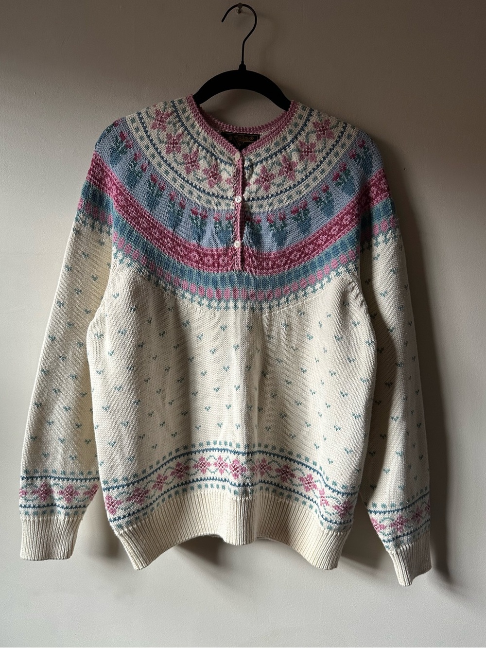 1990 Eddie Bauer Floral Fair Isle Cottagecore Sweater